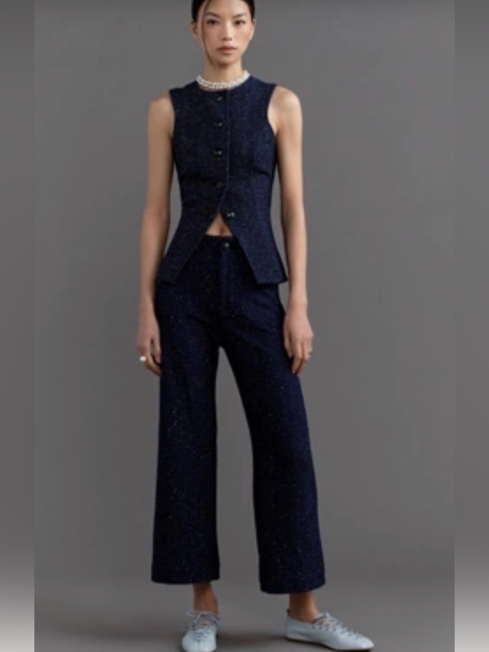 NWT Maeve Tweed Button Front Vest (M) & Matching Colette Cropped Pants (28)